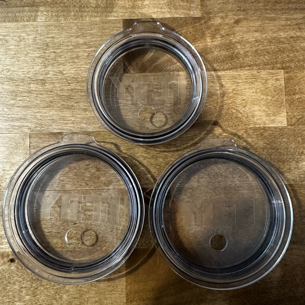 YETI Clear Replacement Lids with Straw Holes (Never Used) Set of 3